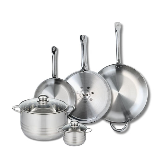 Ensemble de 3 Poêles de cuisson 24, 28 et 32 cm et 2 faitouts 12 et 24 cm Elo Profi Brillant