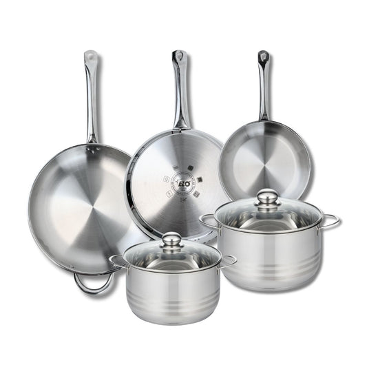 Ensemble de 3 Poêles de cuisson 24, 28 et 32 cm et 2 faitouts 20 et 24 cm Elo Profi Brillant
