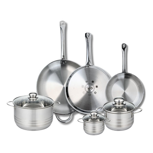 Ensemble de 3 Poêles de cuisson 24, 28 et 32 cm et 3 faitouts 12, 16 et 20 cm Elo Profi Brillant