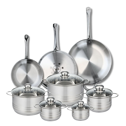 Ensemble de 3 Poêles de cuisson 24, 28 et 32 cm et 5 faitouts 12, 14, 16, 20 et 24 cm Elo Profi Brillant