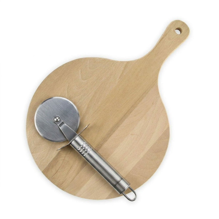 Planche à pizza 30 cm en bois et roulette Fackelmann Boissellerie