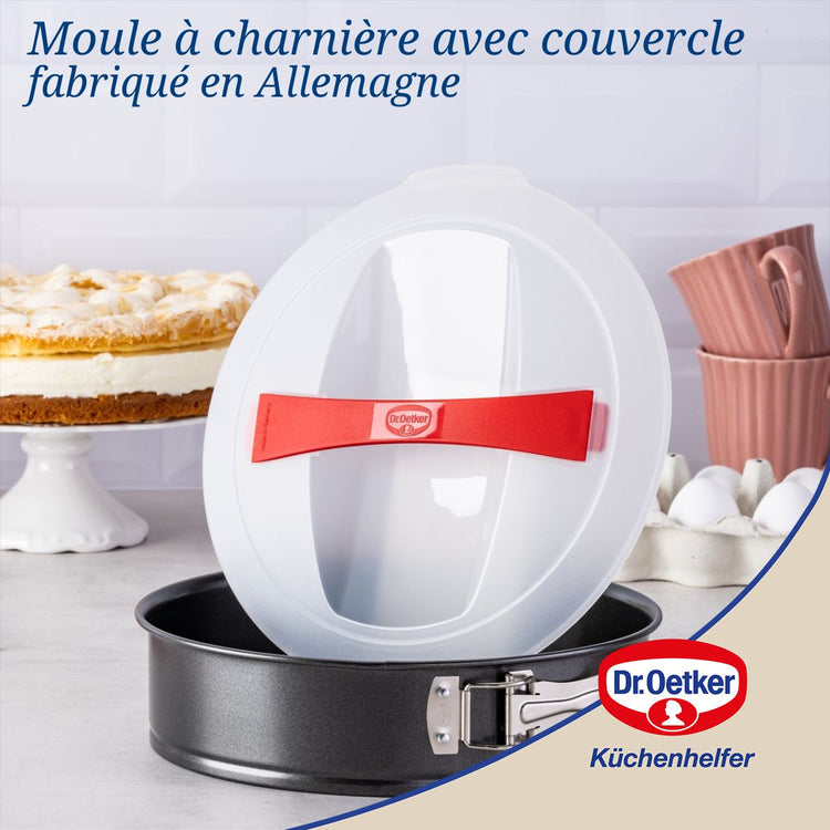 Ensemble de 2 Moules à manqué à charnière 26 cm avec couvercle de transport Dr. Oetker Bake and Go