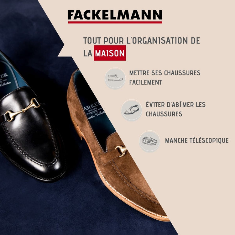 Ensemble de 2 Chausses pieds télescopique 26,5 à 66,4 cm gris ou noir Fackelmann Tecno