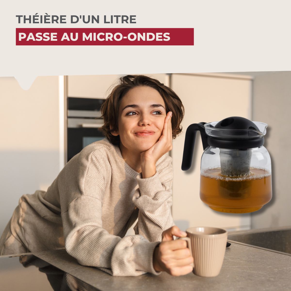 Théière micro-ondable d'un litre Fackelmann