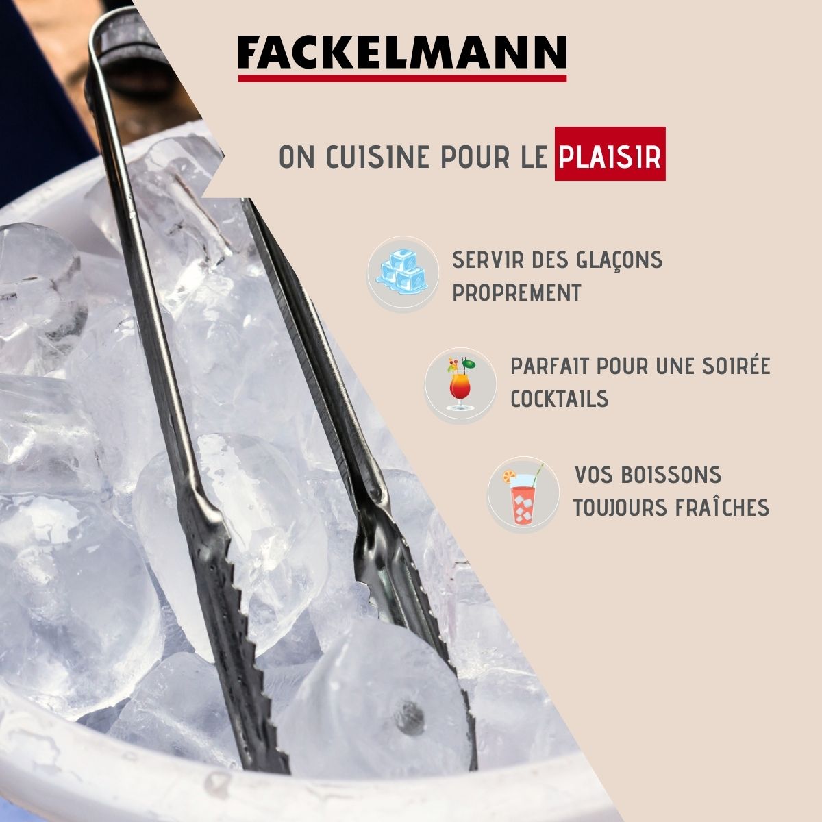Lot de 2 pinces à glaçons inox FM Professional Boissons