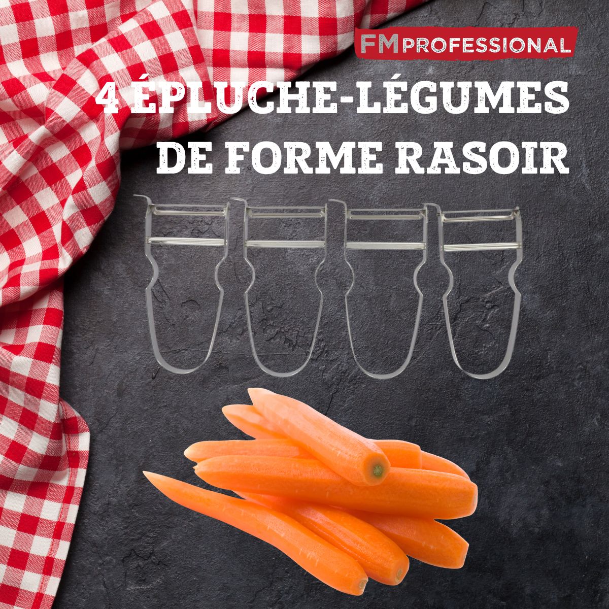Lot de 4 éplucheurs à légumes FM Professional