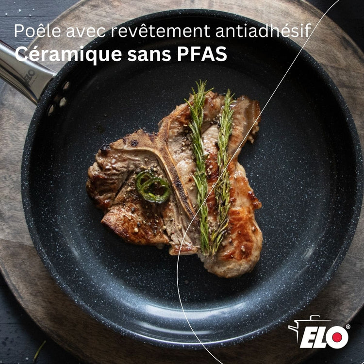 Poêle de cuisson avec revêtement céramique sans PFAS 28 cm Profi Therm Platinum Elo