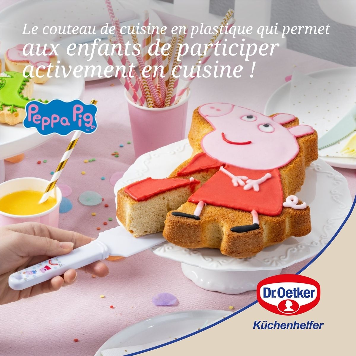 Couteau de cuisine et détacheur à gâteau pour cuisiner avec les enfants Dr. Oetker Peppa Pig