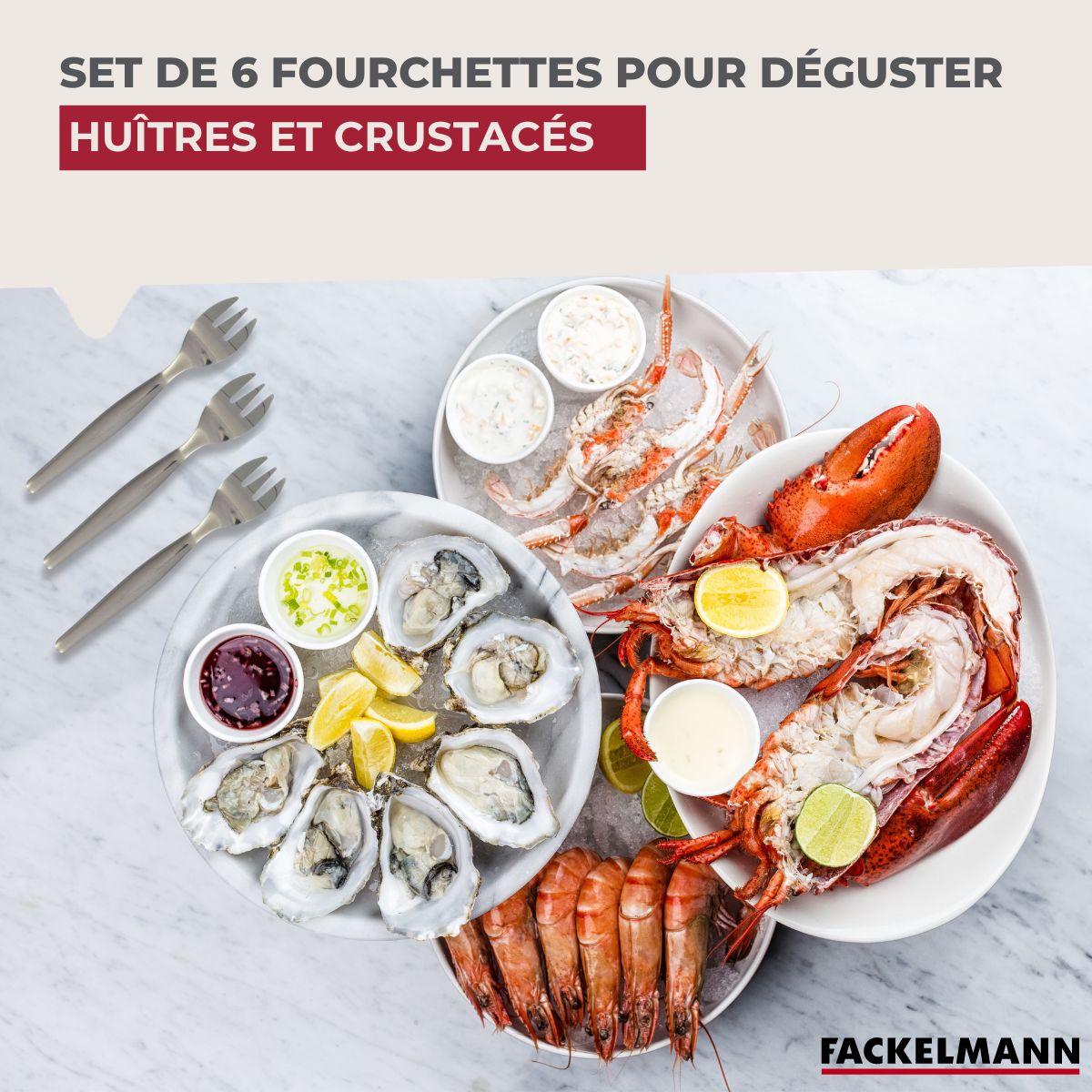 Lot de 6 fourchettes à huîtres Fackelmann