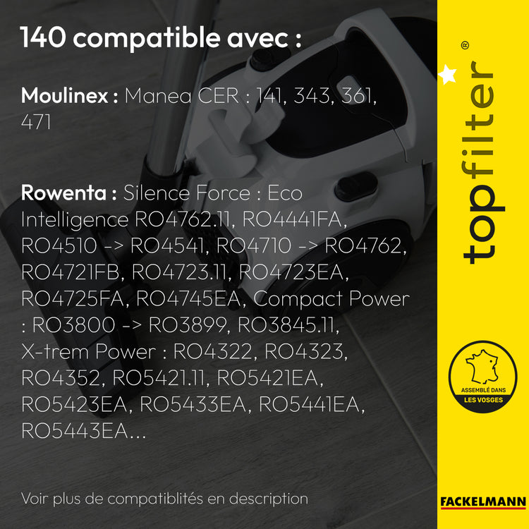 4 sacs aspirateur Rowenta Silence Force Moulinex TopFilter Premium