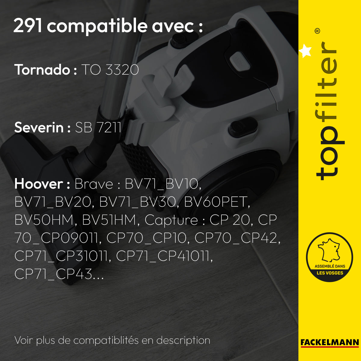 Lot de 4 sacs aspirateur pour Hoover TopFilter Premium