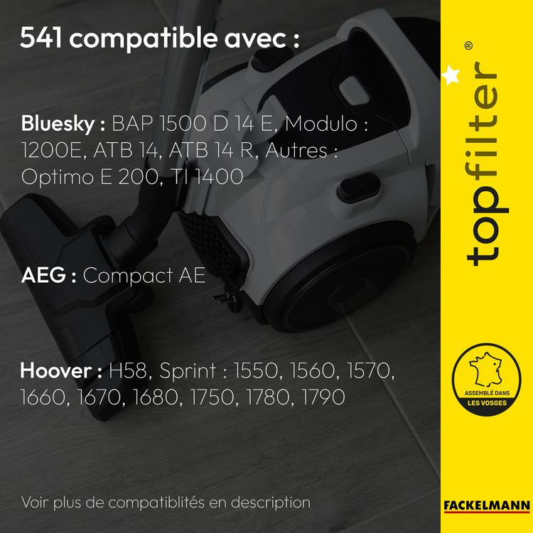 Lot de 4 sacs aspirateur pour Hoover et Elcotec TopFilter Premium