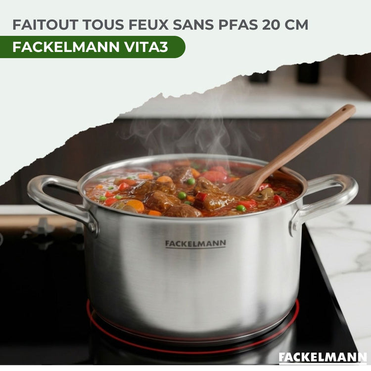 Faitout 20 cm en inox 18/10 Triply Fackelmann Vita3