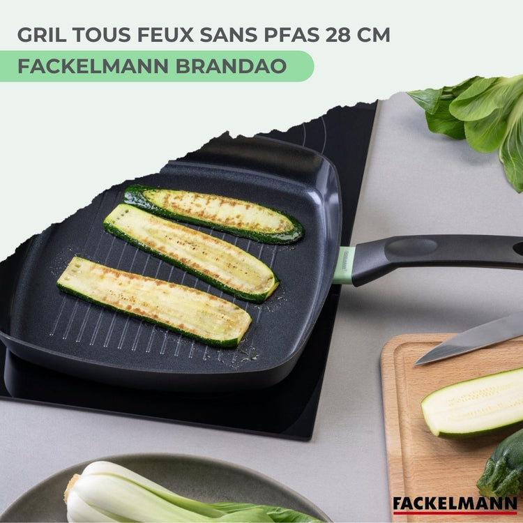 Gril 28 cm aluminium revêtement céramique antiadhésif sans PFAS Fackelmann Brandao