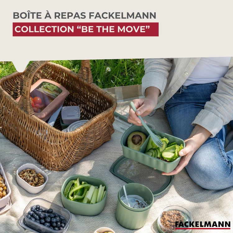 Lot de 2 lunch box compartiment avec 2 ustensiles de cuisine Fackelmann Storage