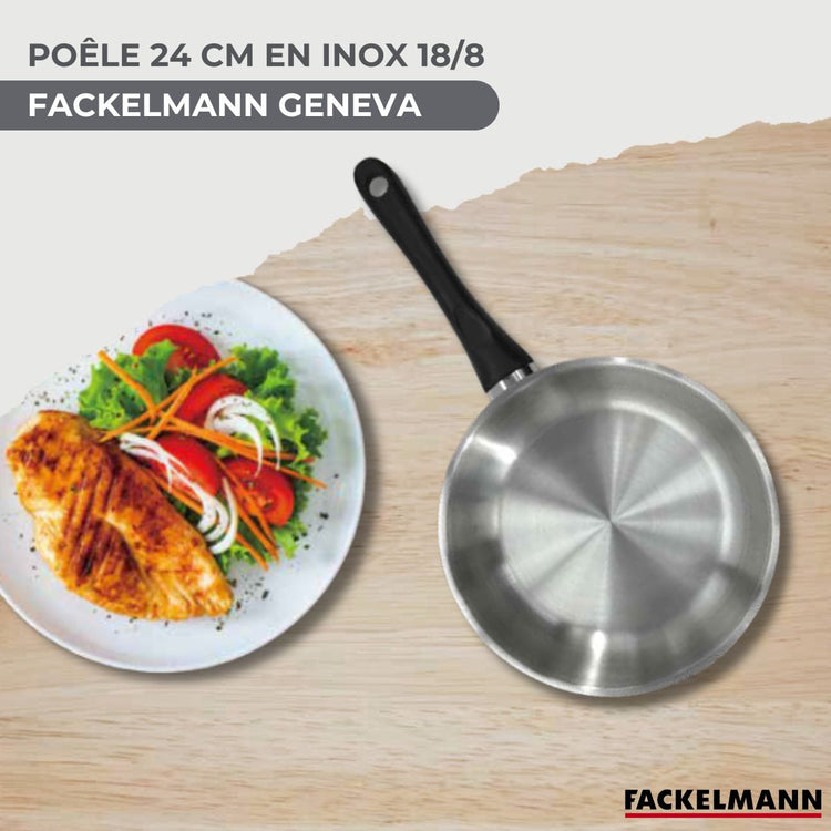 Set poêle 24 cm en inox et 6 ustensiles Fackelmann Geneva