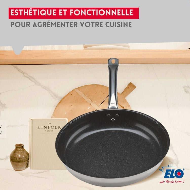 Set de 3 Poêles 24, 28 et 32 cm céramique sans PFAS et 3 couvercles Profi Therm Platinum Elo