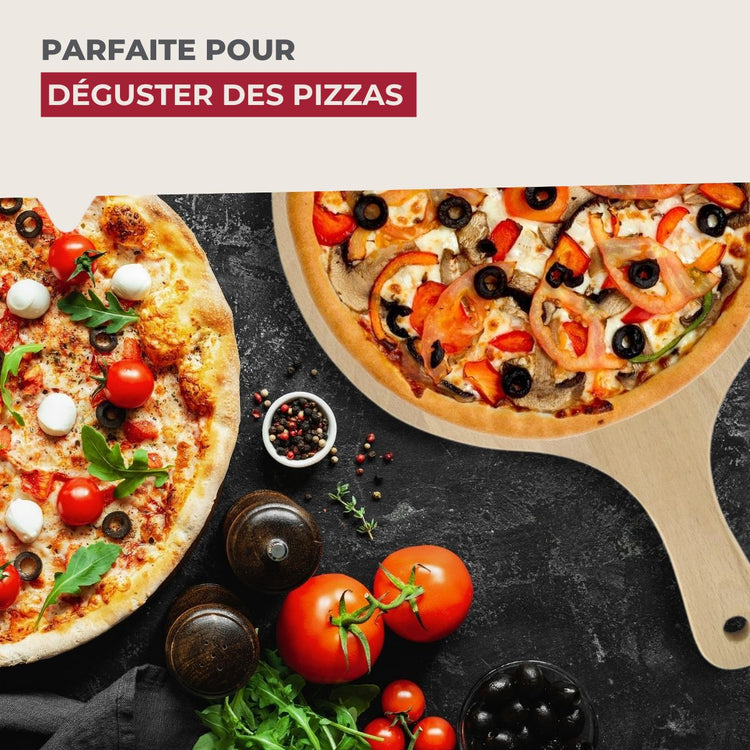 Ensemble pour pizza avec une plaque de cuisson four, 2 planches à pizza rondes et une roulette à pizza Fackelmann