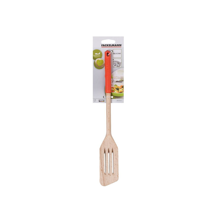 Spatule de cuisine en bois ajourée avec manche en silicone Fackelmann Wood Edition