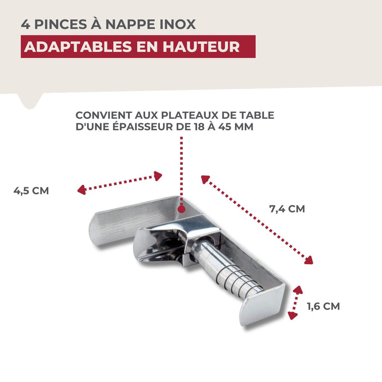 Lot de 4 pinces pour nappe en acier inoxydable Fackelmann Tecno