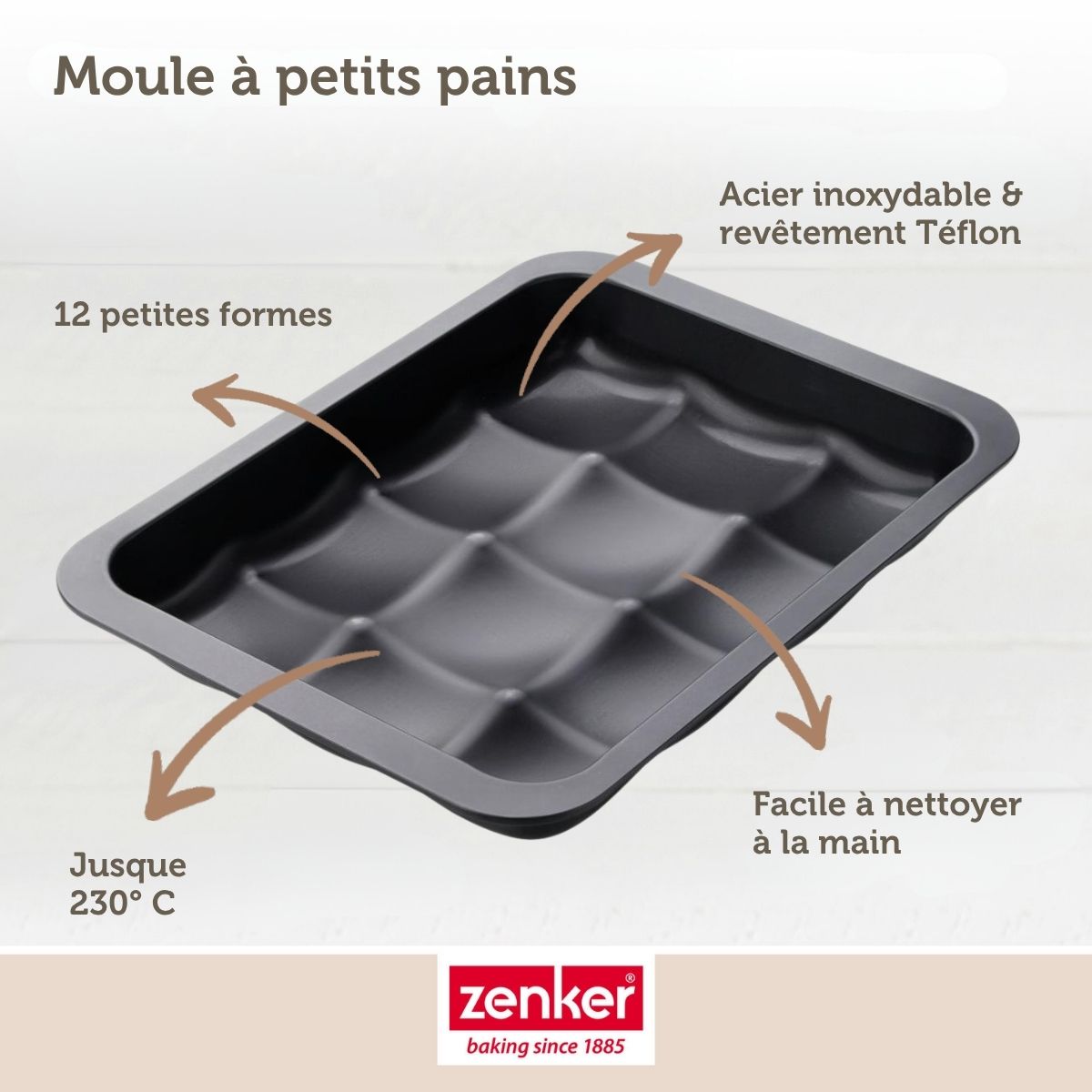 Moule 12 mini pains ou brioches Zenker Black Metallic