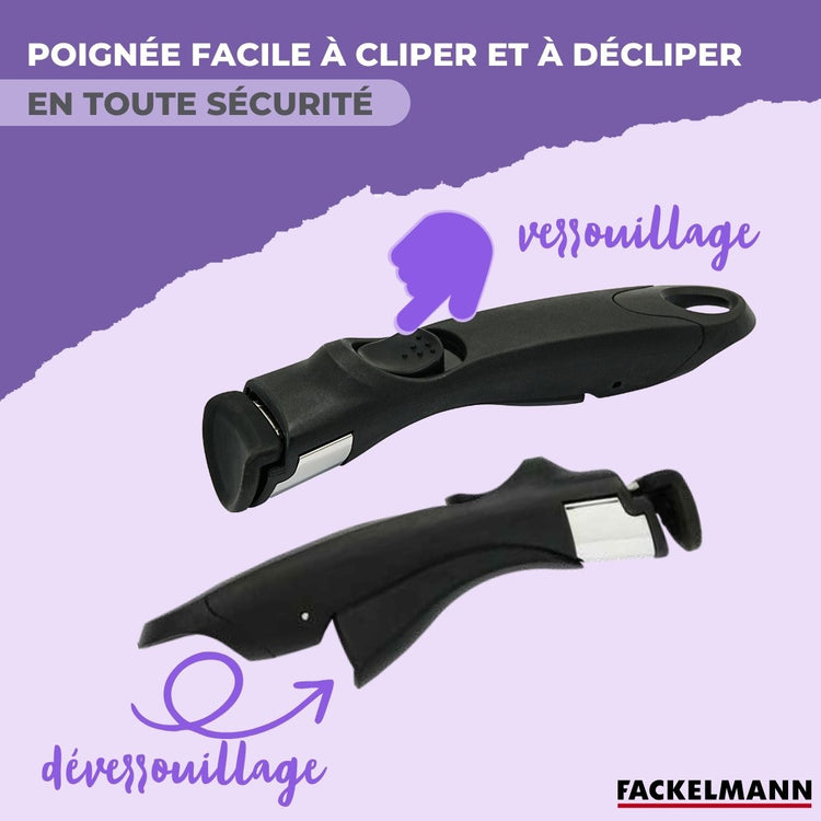 Poêle de cuisson 20 cm en inox et manche amovible Fackelmann InoGrip avec accessoires