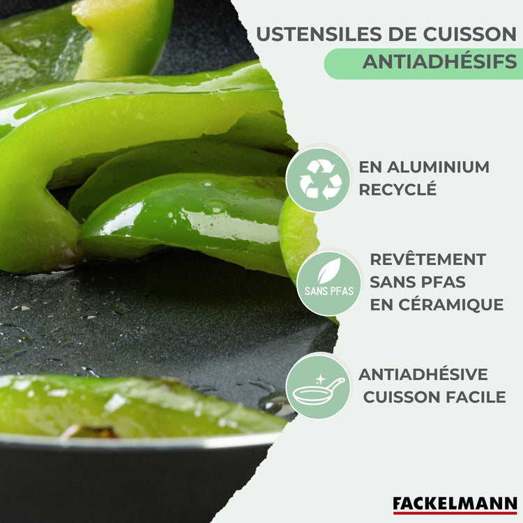 Batterie de cuisine avec 1 poêle 24 cm et 3 casseroles 16/18/20 cm et 5 ustensiles de cuisine Fackelmann Brandao Vario