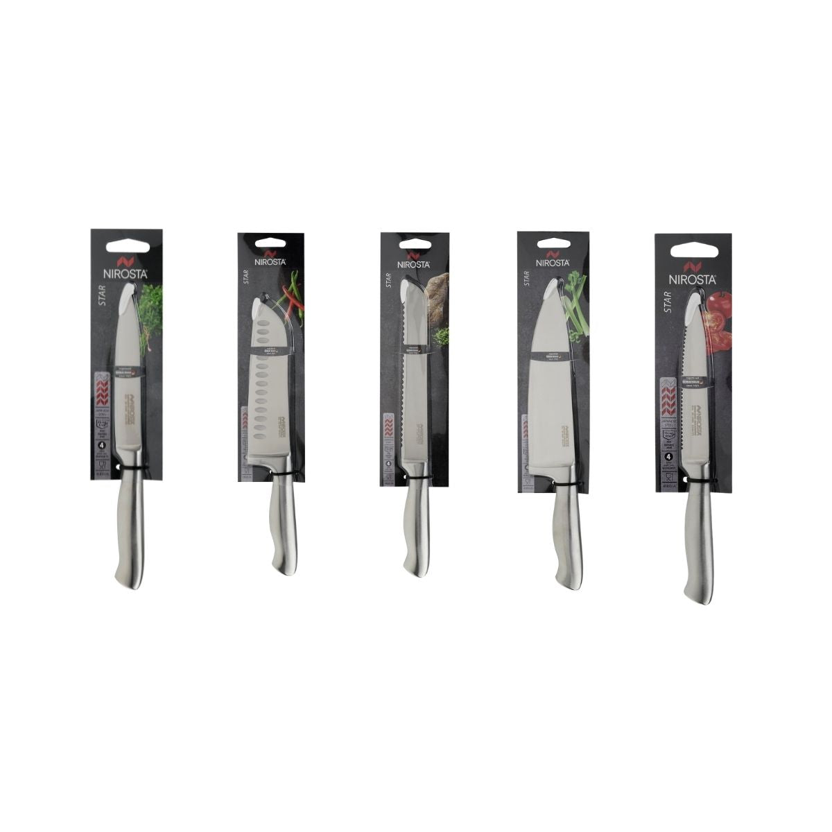Ensemble de 5 couteaux de cuisine professionnels en inox Nirosta Star