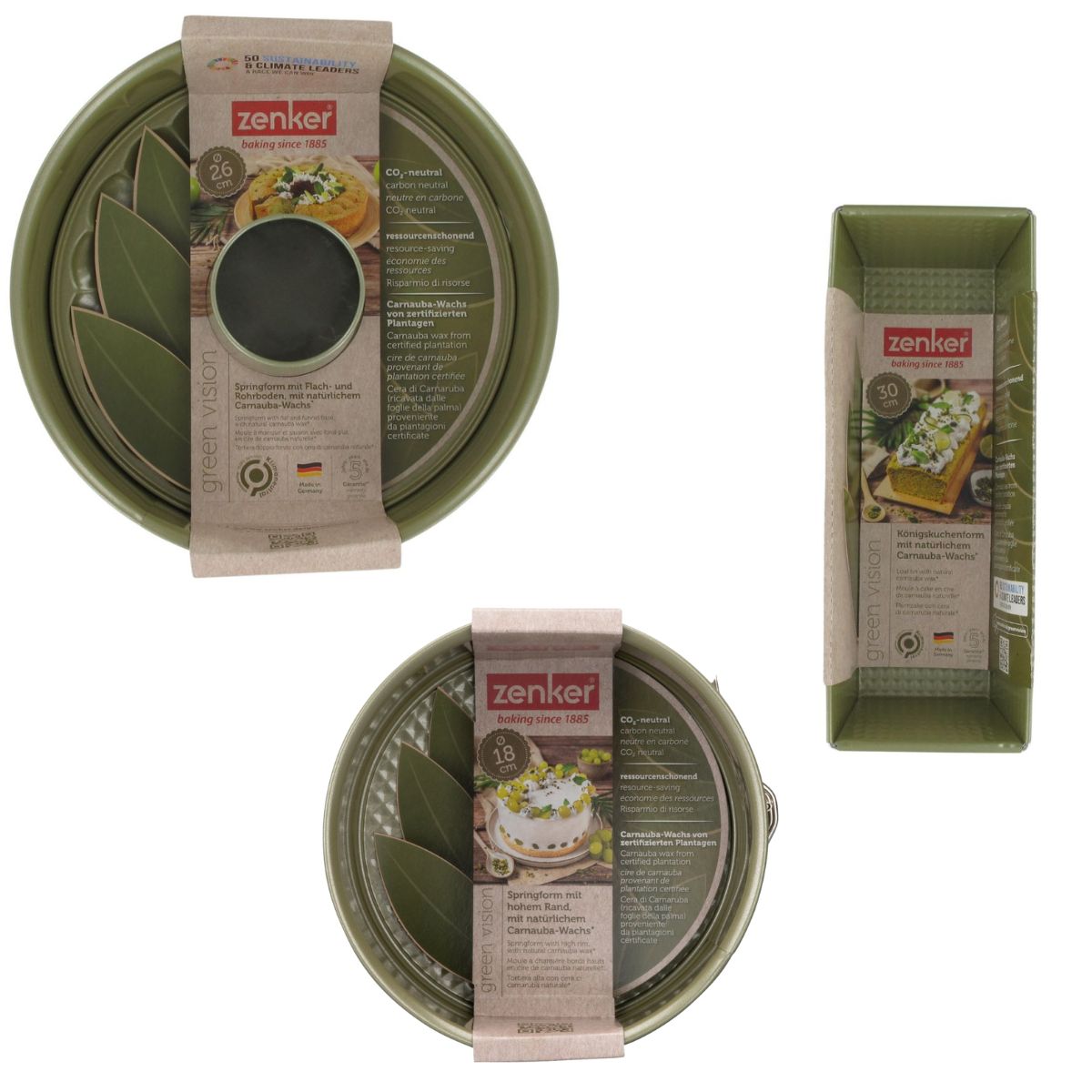 Ensemble de 3 moules à gâteaux Zenker Green Vision