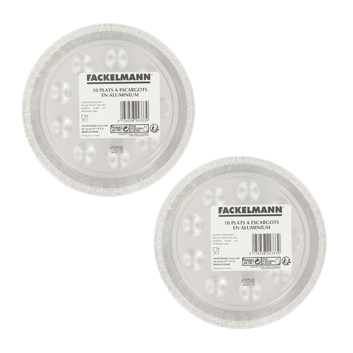 Lot de 2 packs de 10 plats à escargots en aluminium 2433350 Fackelmann