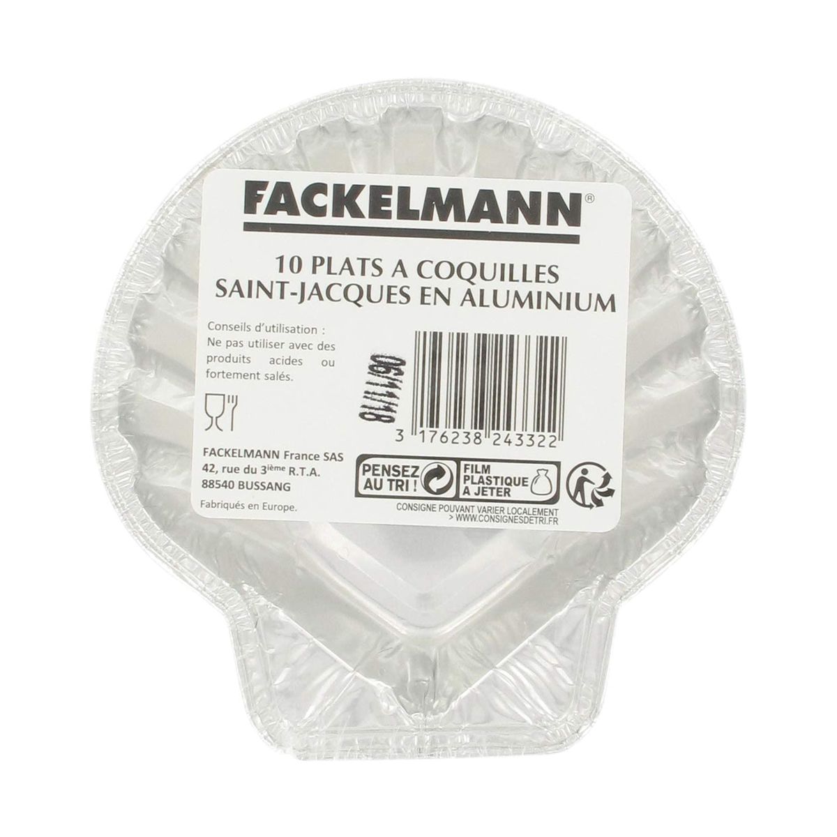 Lot de 10 plats à Saint-Jacques en aluminium Fackelmann