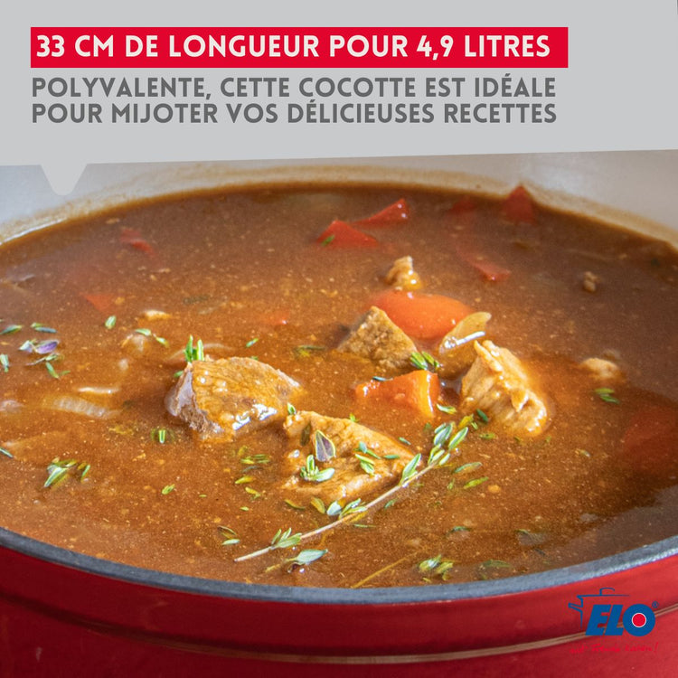 Cocotte en fonte émaillée rouge cerise 33 cm 5 L Elo