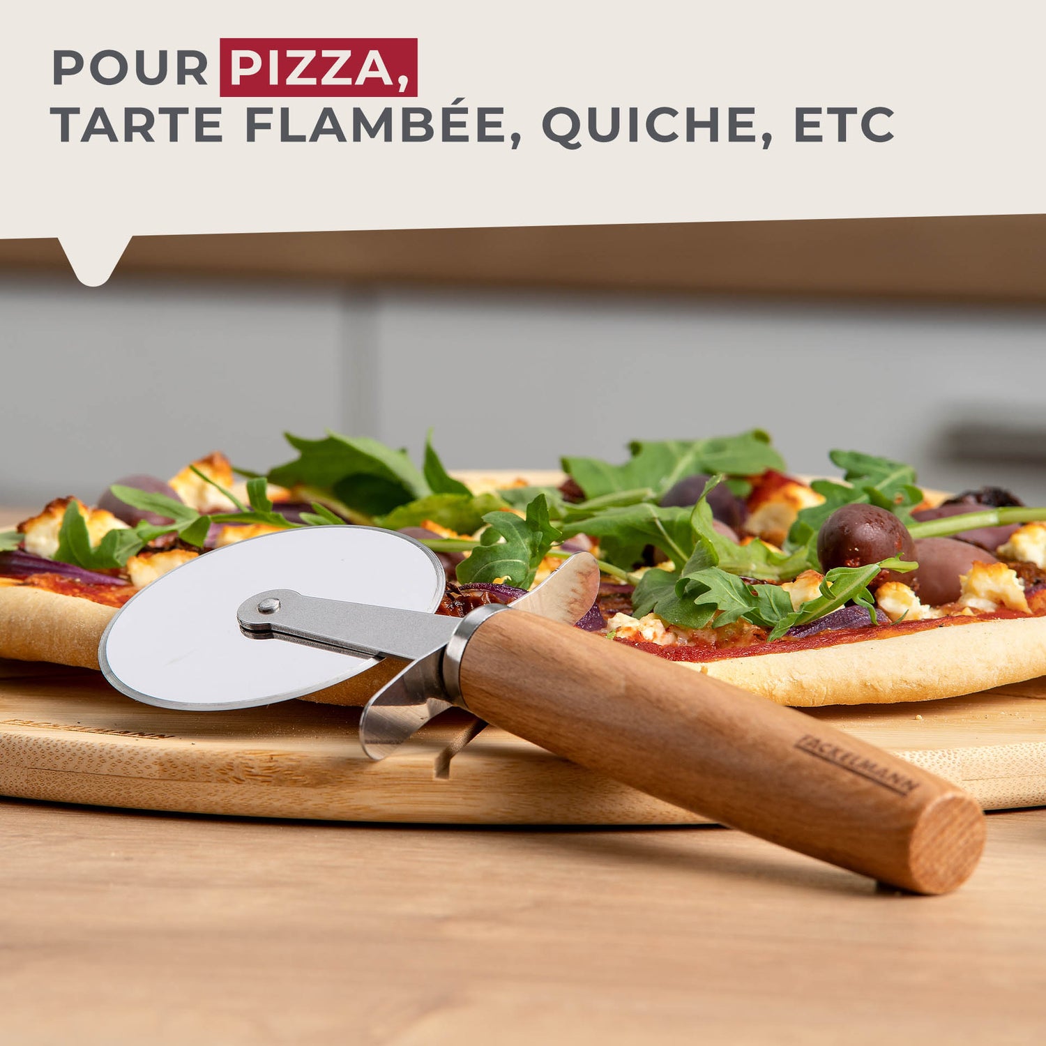 Roulette à pizza manche en bois Fackelmann Pizza & Pasta
