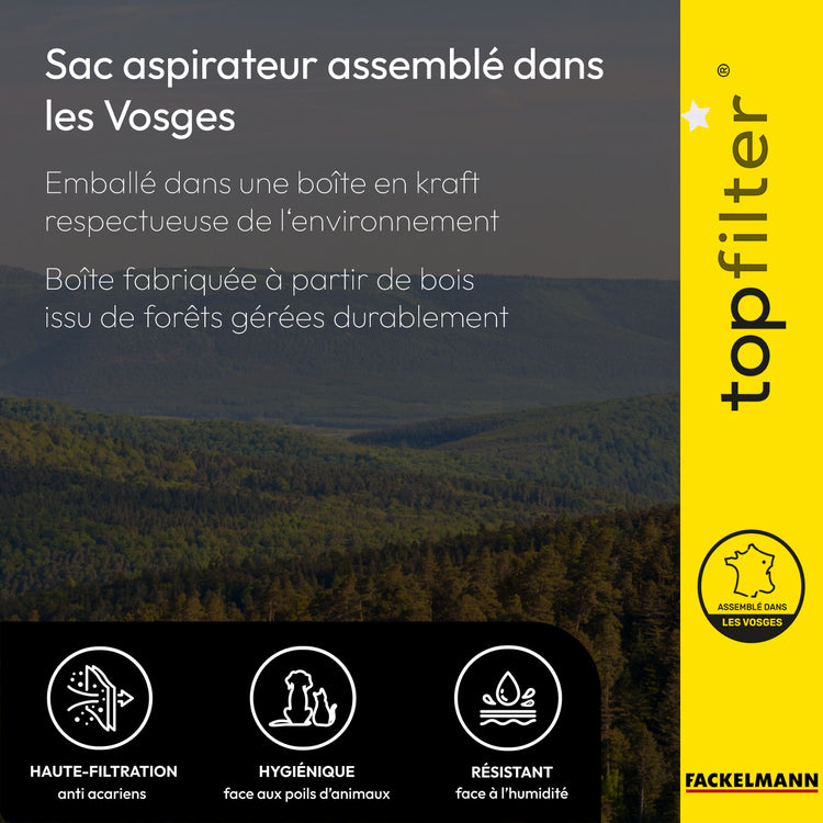 Lot de 4 sacs aspirateur pour Bosch et Siemens TopFilter Premium