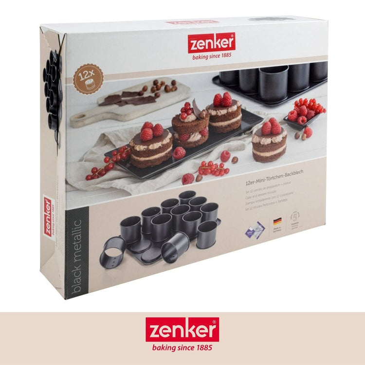 Plaque pâtisserie 12 mini moules ronds amovibles Zenker Black Metallic