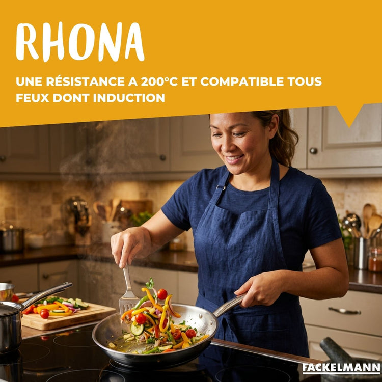 Lot de 4 casseroles 16/18/20/22 cm et 2 poêles en inox 20/24 cm avec couvercles Fackelmann Rhona