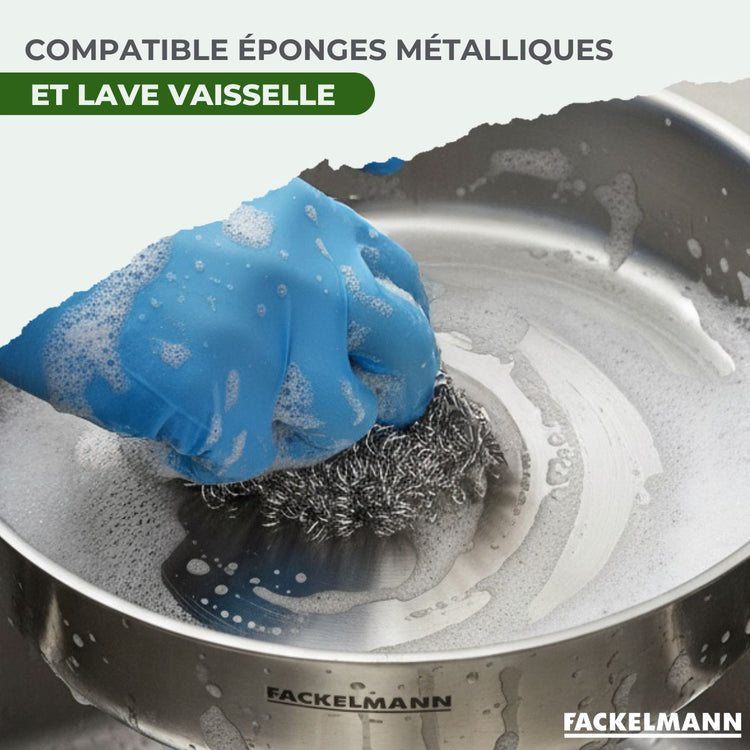 3 poêles à Frire 24 26 et 28 cm, Casseroles 14 et 18 cm, Faitouts 20 24 cm inox 18/10 Triply, Couvercle Fackelmann Vita3