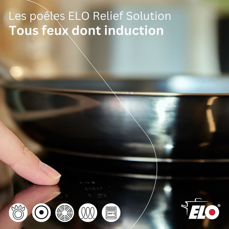 Set de 2 poêles de cuisson 24/28 cm en inox avec revêtement antiadhésif sans PFAS Elo Relief Solution