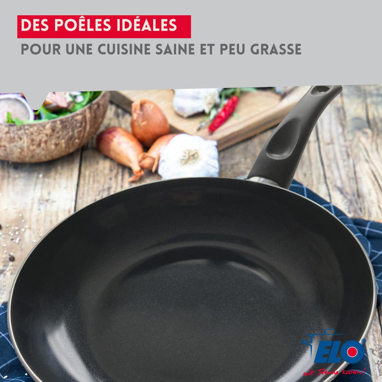 Ensemble de 2 Poêles de cuisson 20 et 32 cm et 2 faitouts 14 et 16 cm Elo Prima Brillant