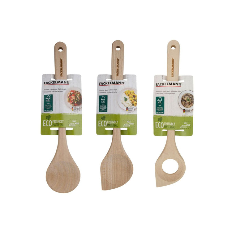 Lot de 3 cuillères en bois 30 cm Fackelmann Nature
