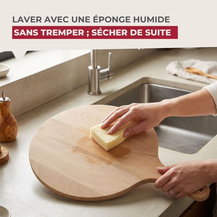 4 planches à pizza 30 cm en bois et roulette Fackelmann Boissellerie