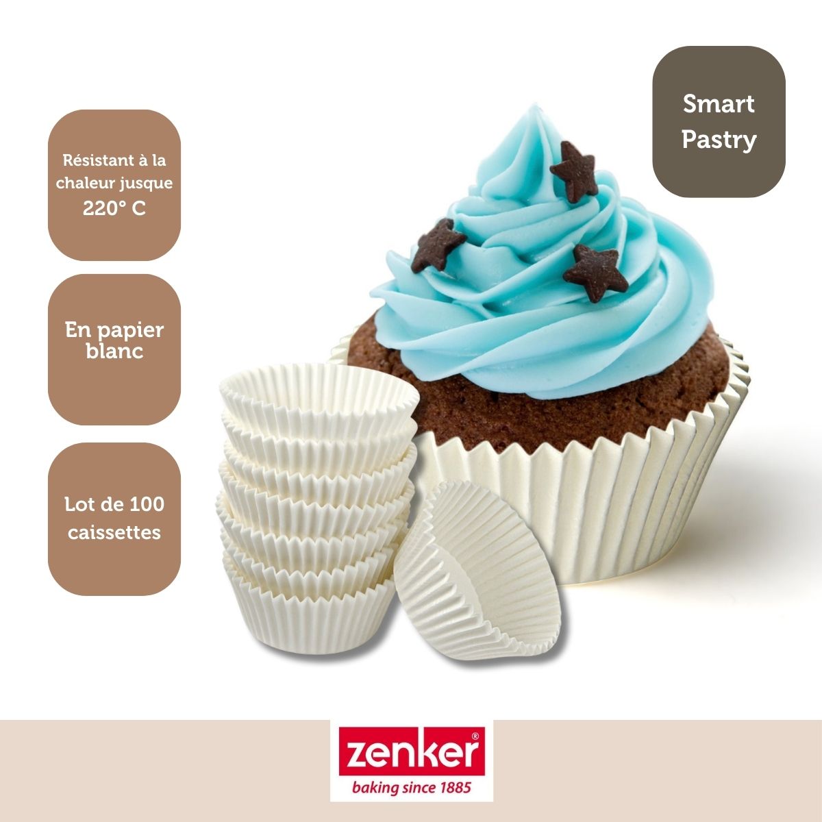 Pack de 100 moules à muffin en papier blanc Zenker