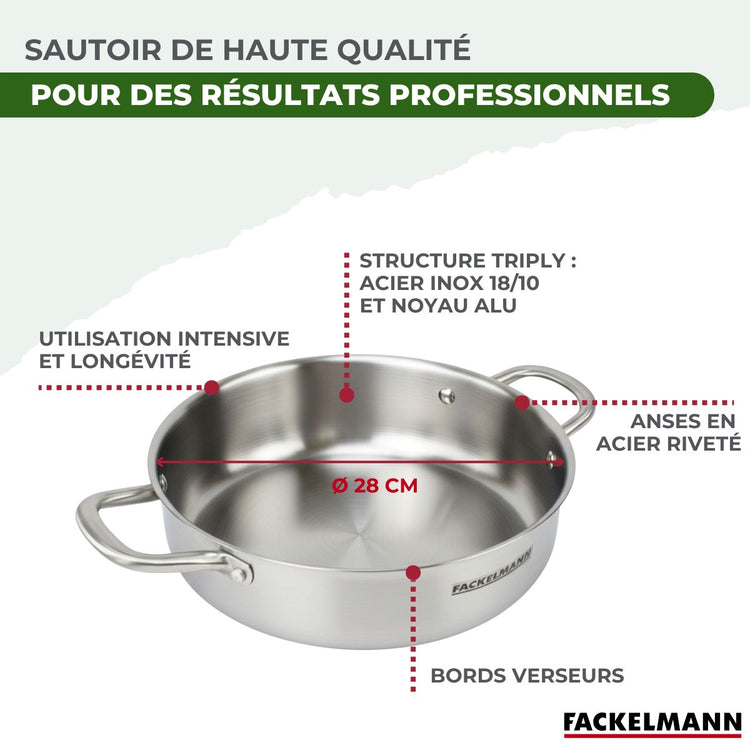 Sautoir 28 cm en inox 18/10 Triply Fackelmann Vita3