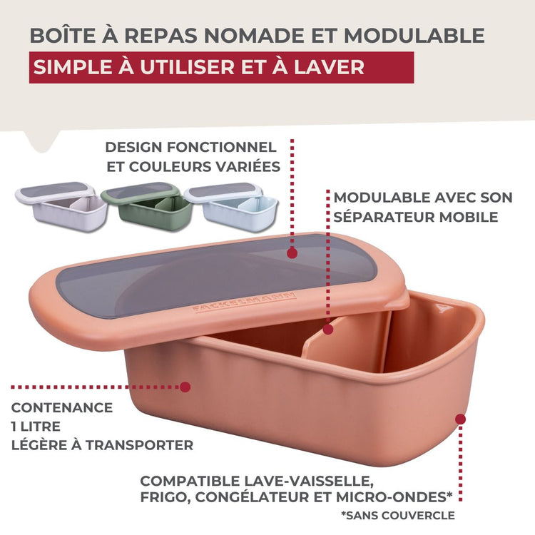 Lot de 2 boîtes alimentaires compartimentées avec 2 ustensiles de cuisine Fackelmann Storage