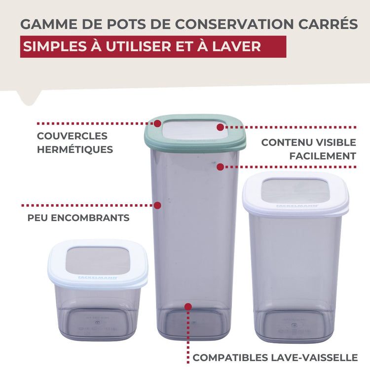 Lot de 2 boîtes hermétiques alimentaires L 11 cm Fackelmann Storage