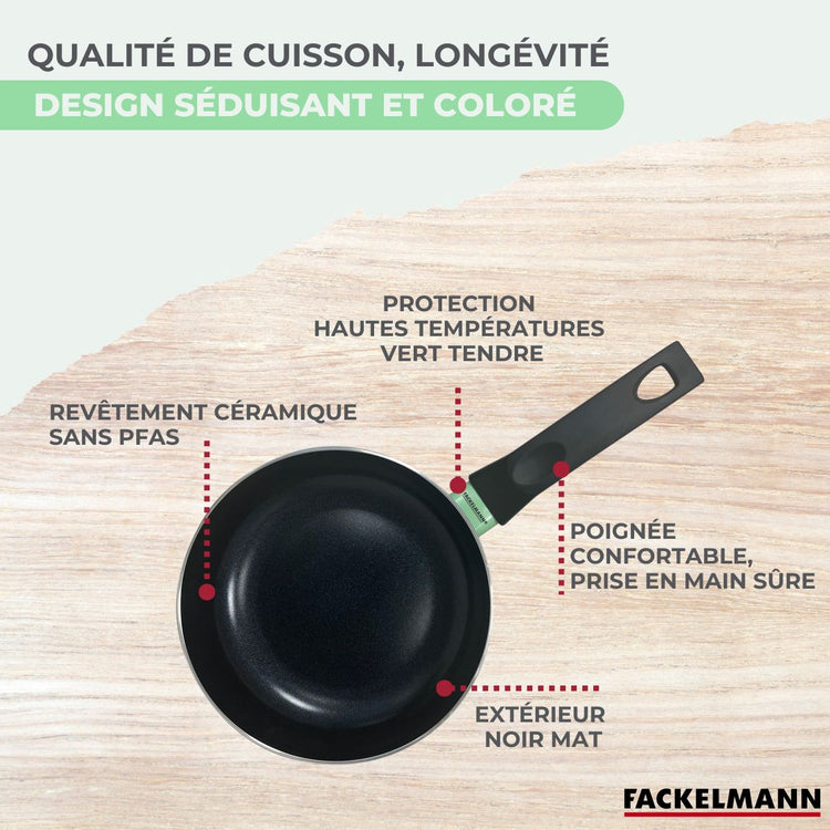 Ensemble de 2 poêles de 16 et 20 cm et 3 casseroles 16, 18 et 20 cm Fackelmann Brandao