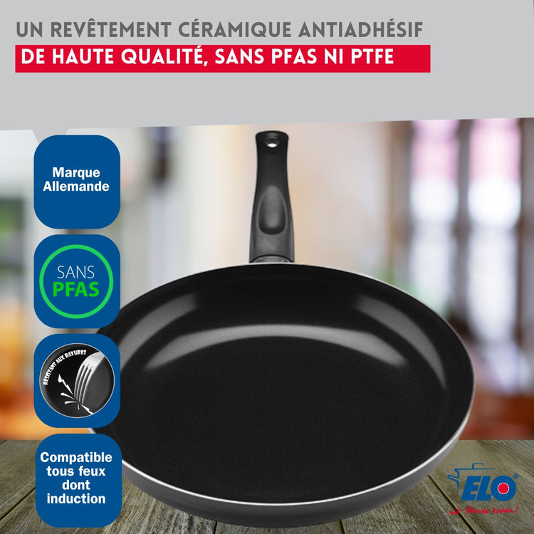 Ensemble de 3 Poêles de cuisson 20, 24 et 28 cm et 2 faitouts 14 et 20 cm Elo Prima Brillant