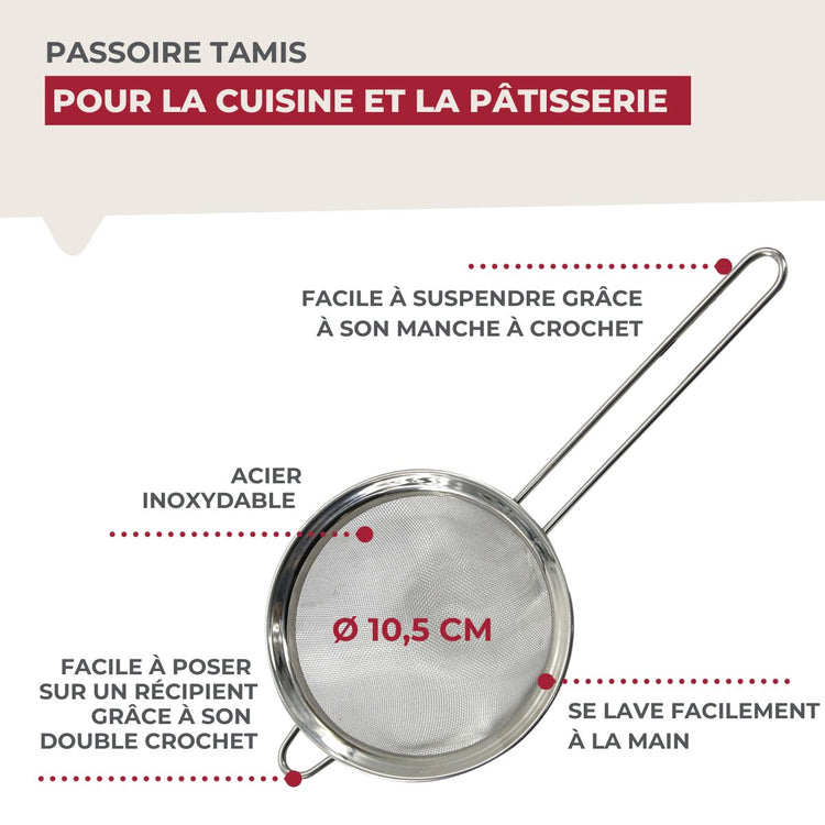 Passoire Chinois 10,5 cm de diamètre en inox Fackelmann