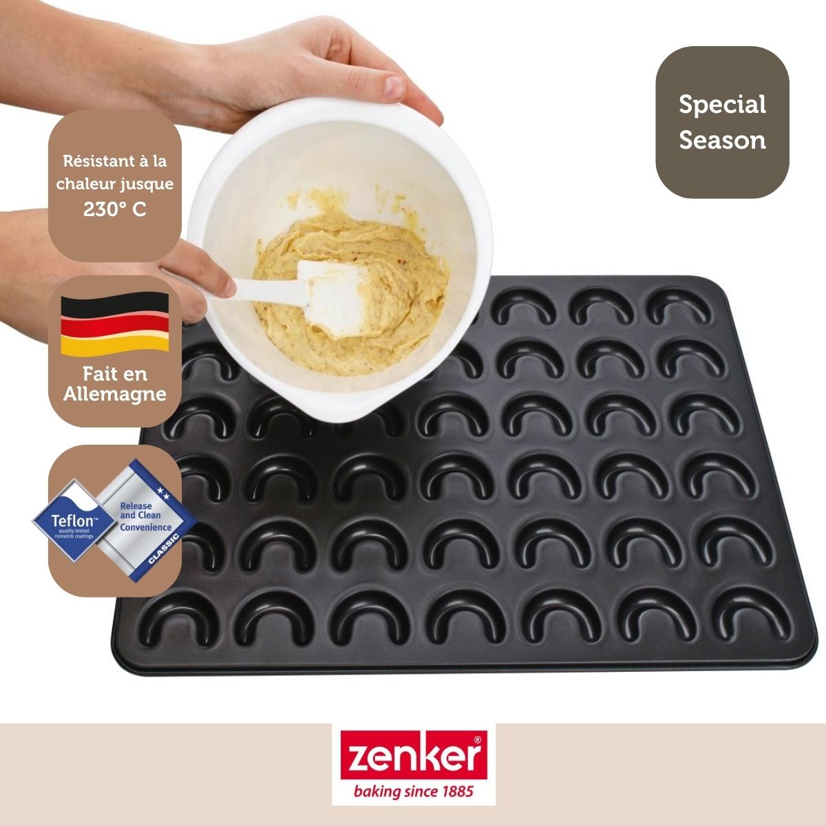 Moule pour vanille kipferl croissant vanille 42 x 32 cm Zenker Special Creative