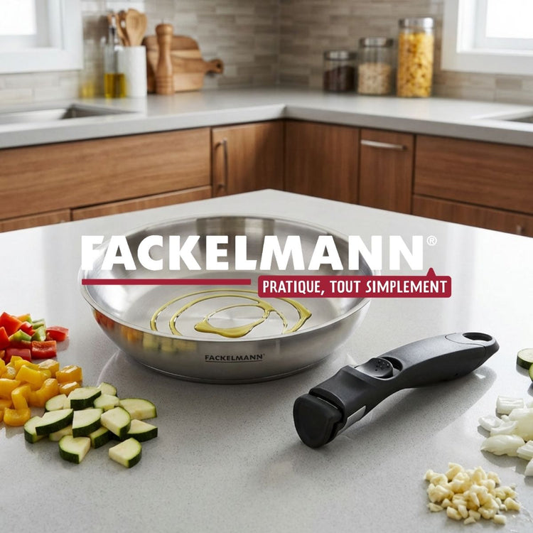 Lot de 2 poêles de cuisson inox en 20 cm et 28 cm Fackelmann InoGrip